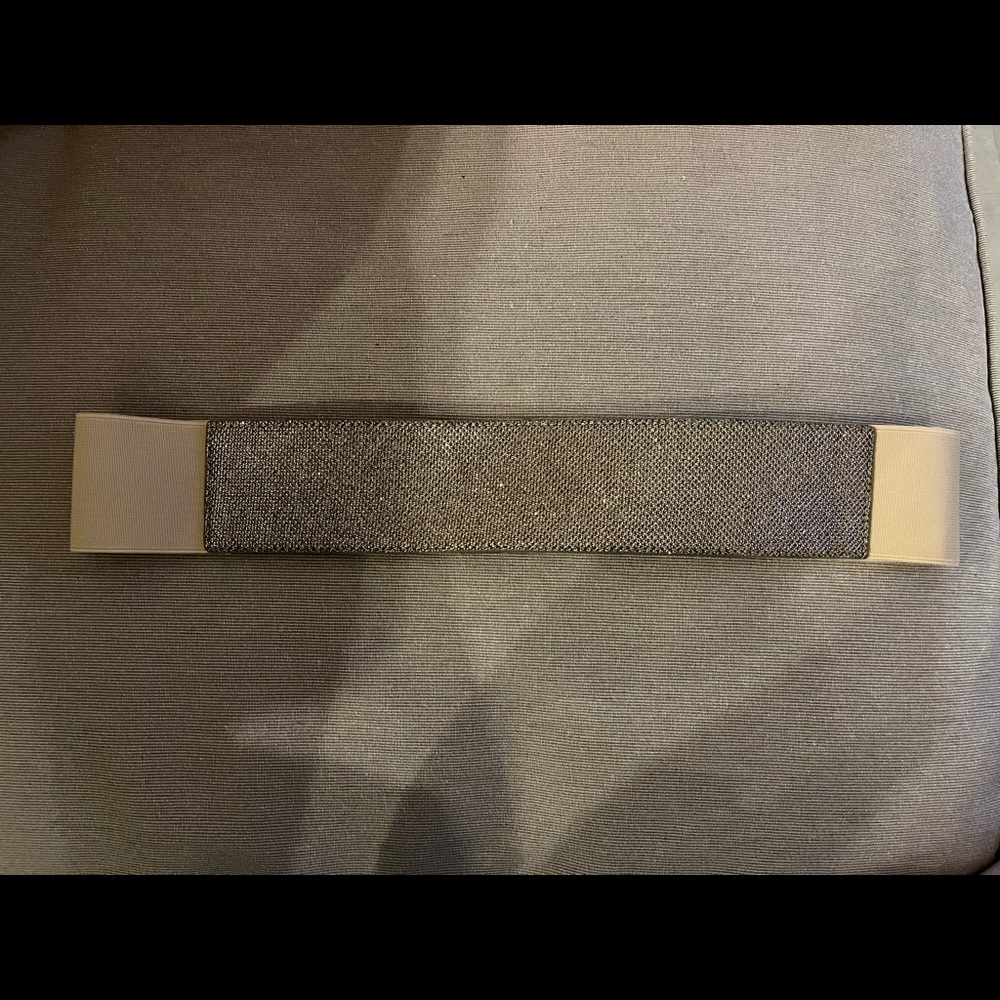 Brand New Express Cream and Gold Sparkle Stretchy Belt M/L